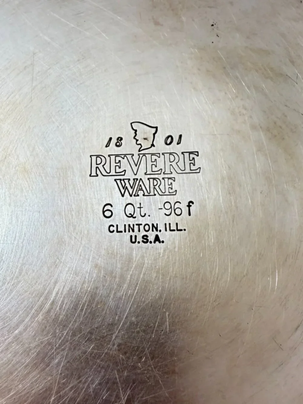 Vintage Revere Ware 6 QT -96f Stock Pot w/ Lid Copper Clad 1801 Clinton ILL USA